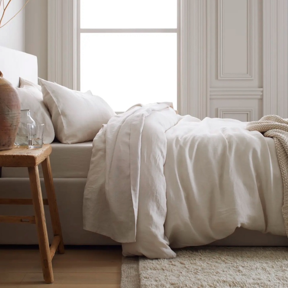 NWOT QUINCE European Linen Duvet Cover Full/Queen Sand 5868 - Picture 5 of 11